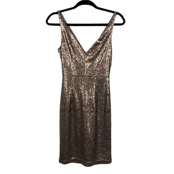 Lulus Champagne Showers Matte Bronze Sequin Bodycon Dress - XS - Picture 3 of 14